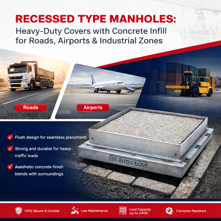 Recessed Type Manholes: Heavy-Duty Covers with Concrete Infill for Roads, Airports & Industrial Zones